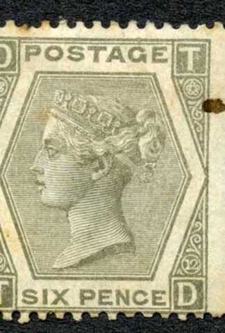 SG125 6d Grey plate 12 Un-used no gum and toned Cat 1900 pounds