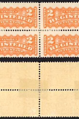 Canada Unitrade F1 2c Registered Stamp M/M (HM) BLOCK