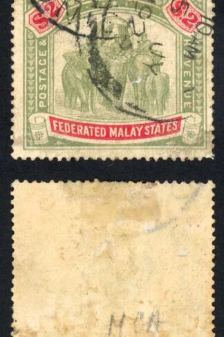 Federated Malay States SG49 Two Dollars Chalky Paper Cat 160 pounds