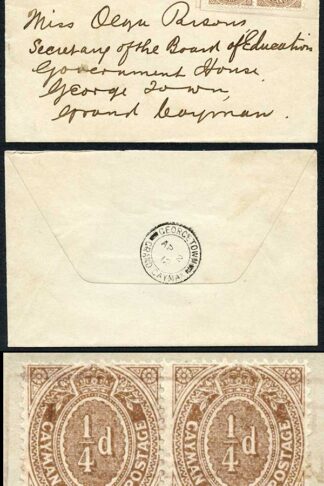 Cayman Is 1912 a weak strike of Rural Post Collection boxed handstamp on cover