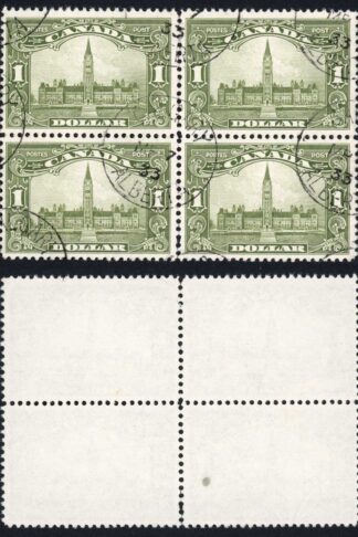 Canada SG285 One Dollar CDS BLOCK of FOUR (a few separated perfs) Cat 360 pounds