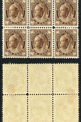 Canada SG147 6c Brown Middle Pair U/M (MNH) Unitrade Cat 2250 Great Fresh Colour