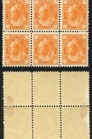 Canada SG148 8c Orange BLOCK of 6 Middle Pair U/M (MNH) Great Fresh Colour