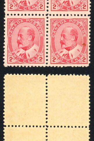 Canada SG176 KEVII 2c Very Fine Block of 4 Bottom pair U/M (MNH) Unitrade Cat 9