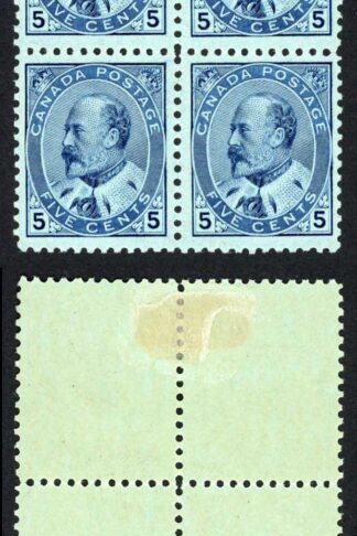 Canada SG178 KEVII 5c Blue Very Fine Block of 4 Bottom pair U/M(MNH)Unitrade Ca