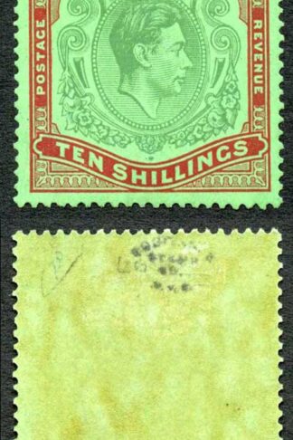 Bermuda SG119 10/- Green and Deep Lake/Pale Emerald Wmk Mult Script CA M/M