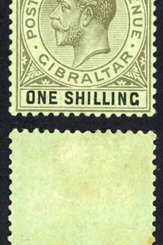 Gibraltar SG71a 1910 KGV 1/- Black/green Wmk Mult Crown CA M/M
