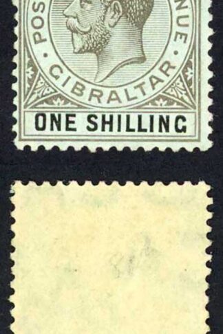 Gibraltar SG81 KGV 1/- Black/green Wmk Mult Crown CA M/M cat 20 pounds