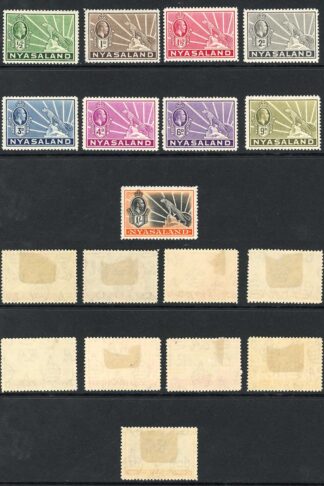 Nyasaland SG114/22 KGV Set of 9 Wmk Mult Script CA Perf 12.5 M/M