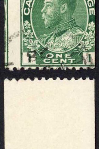 Canada SG217 1c blue-green perf 12 x imperf variety Mis-Perf