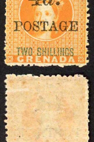 Grenada SG41 4d on 2/- (4mm between value and postage) Cat 50 pounds