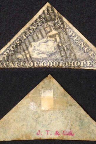 Cape 1855-63 SG7b 6d deep rose-lilac used 2 margins cat 400 pounds