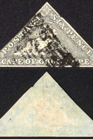 Cape 1855-63 SG7c 6d slate-lilac on blued used cat 500 pounds