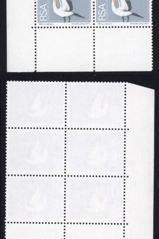 South Africa 1974-6 5c defin block of 6 part blue colour missing UM