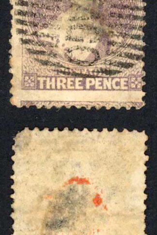 New Zealand 1862-4 SG74 3d brown-lilac wmk large star P13 used cat 500 pounds