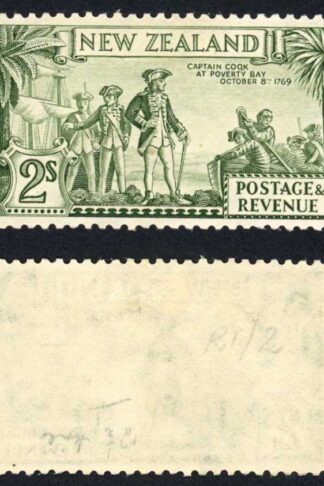 New Zealand 1936-42 SG589da 2s olive-green P12.5 CAPTAIN COQK VFM