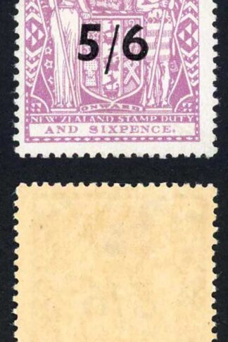 New Zealand Postal Fiscal 1940 SGF188 5/6 on 5s6d lilac VFM cat 140 pounds