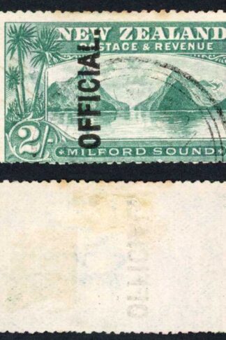 New Zealand Official 1907-11 SGO66 2s blue-green U cat 140 pounds