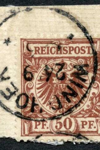 GSWA 1892-9 SGZ20a 50pf chocolate VFU on piece WINDHOEK pmk