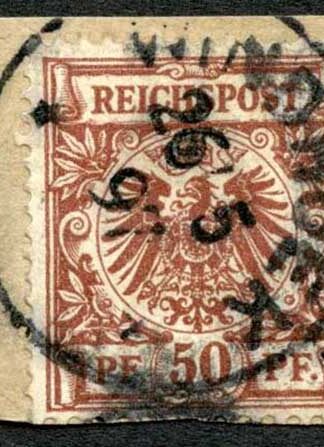 GSWA 1892-9 SGZ20a 50pf chocolate VFU on piece WINDHOEK pmk