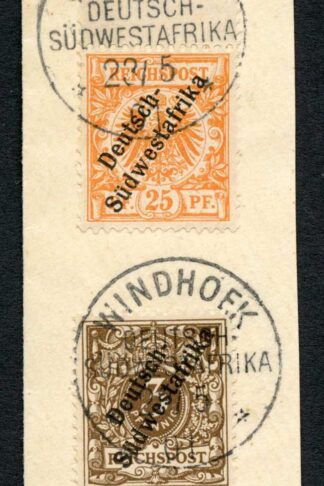 GSWA 1897-1900 SG5 9 3pf grey-brown and 25pf orange VFU on piece