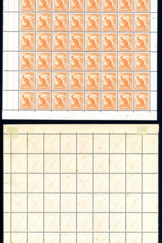 Australia SG228a 1/2d Orange No Wmk Line to kangaroos Ear and Extra Bush
