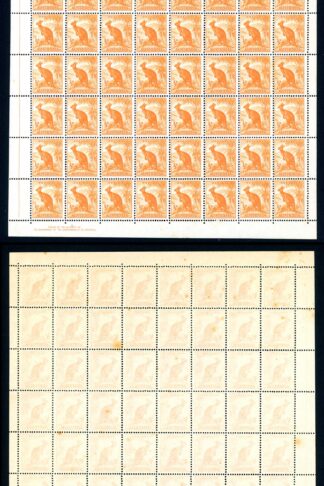 Australia SG228a 1/2d Orange No Wmk Line to kangaroos Ear and Extra Bush