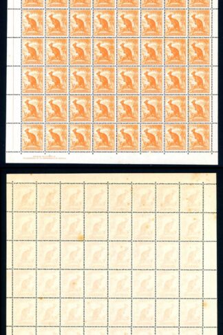 Australia SG228a 1/2d Orange No Wmk Line to kangaroos Ear and Extra Bush