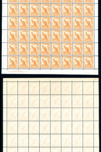 Australia SG228a 1/2d Orange No Wmk Line to kangaroos Ear and Extra Bush (early)