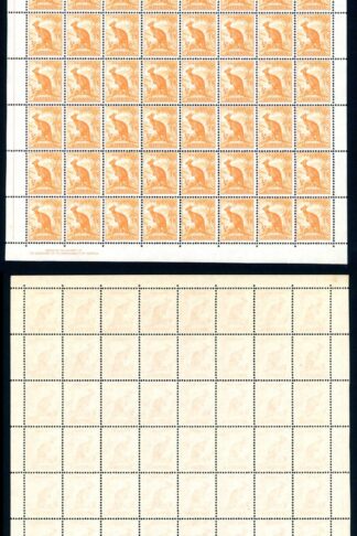 Australia SG228a 1/2d Orange No Wmk Line to kangaroos Ear and Extra Bush (early)