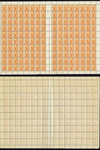 Australia 1/2d Orange No Wmk Double Pane of 160 Coil Perf