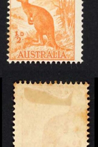 Australia SG228ca 1/2d Orange No Wmk Coil Strip inc Join and Line to kangaroos