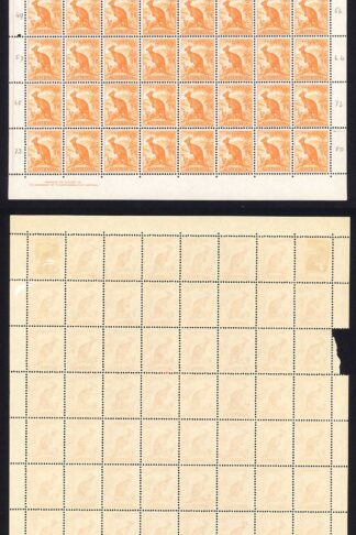 Australia SG228a 1/2d Orange No Wmk Line to kangaroos Ear and Extra Bush