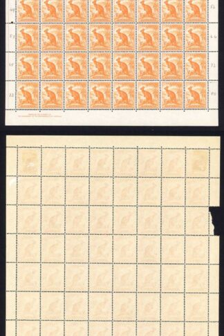 Australia SG228a 1/2d Orange No Wmk Line to kangaroos Ear and Extra Bush
