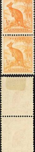Australia SG228ca 1/2d Orange No Wmk Coil Strip inc join