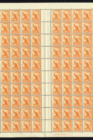 Australia 1/2d Orange C of A Wmk Perf 14.75 X 14 Double Pane