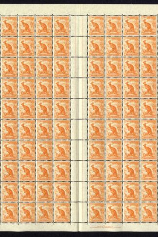 Australia 1/2d Orange C of A Wmk Perf 14.75 X 14 Double Pane