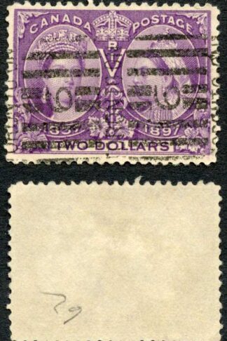 Canada SG137 Two Dollar Deep Violet Diamond Jubilee Cat 425 pounds