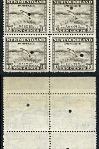 Newfoundland SG283 10c Perf 12.5 The Block has (official) tape U/M