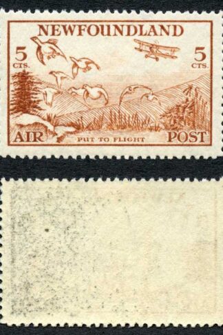 Newfoundland SG230 5c Red-brown Perf 13.8 U/M (off set on reverse)