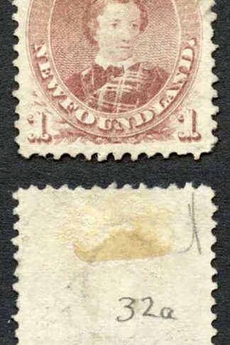 Newfoundland SG35 1c Brown Purple (Type II) Mint (no gum) Cat 150 Pounds