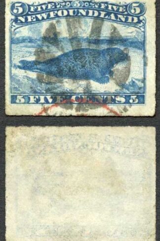 Newfoundland SG43 5c Blue Rouletted Major Re-entry Listed in Unitrade