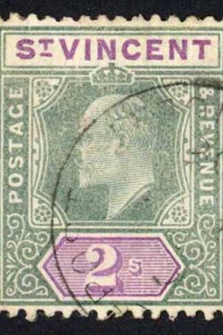 St Vincent SG83 KEVII 2/- wmk Crown CA Cat 60 pounds