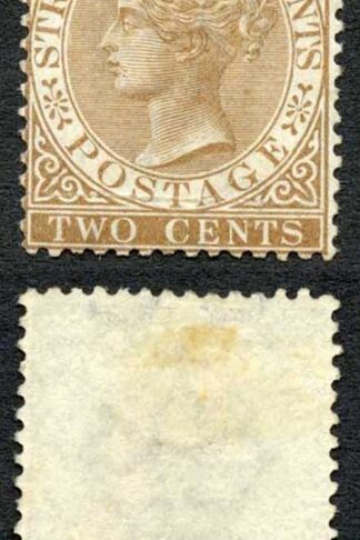 Straits Settlements SG11 2c Brown Wmk Crown CC M/M Cat 70 pounds
