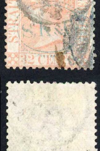 Straits Settlements SG17 32c Pale Red Wmk Crown CC Cat 85 pounds