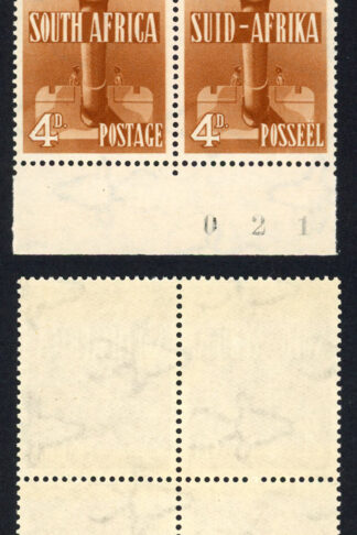 South Africa SG92a 4d Red-brown 1941 War Effort U/M Block Cat 80 pounds