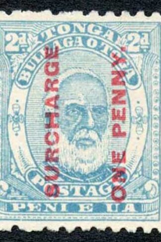 Tonga SG25a 1d on 2d Pale Blue DEFORMED E Mint no gum 180 pounds