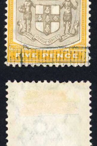 Jamaica SG43 5d Grey and Yellow Wmk Mult CA Cat 80 pounds