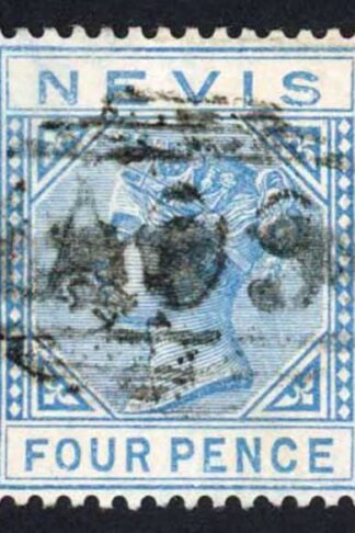 St Kitts Nevis SG30 4d Blue wmk Crown CA Cat 50 pounds