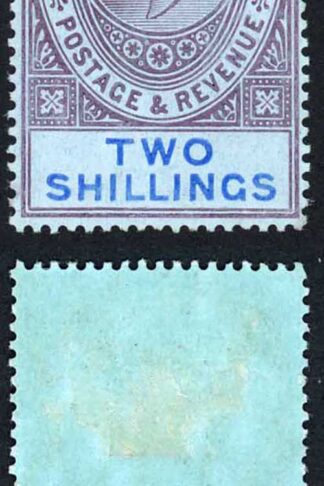 Gibraltar SG72 2/- Purple and Bright blue/blue Wmk Mult Crown M/M Cat 65 pounds